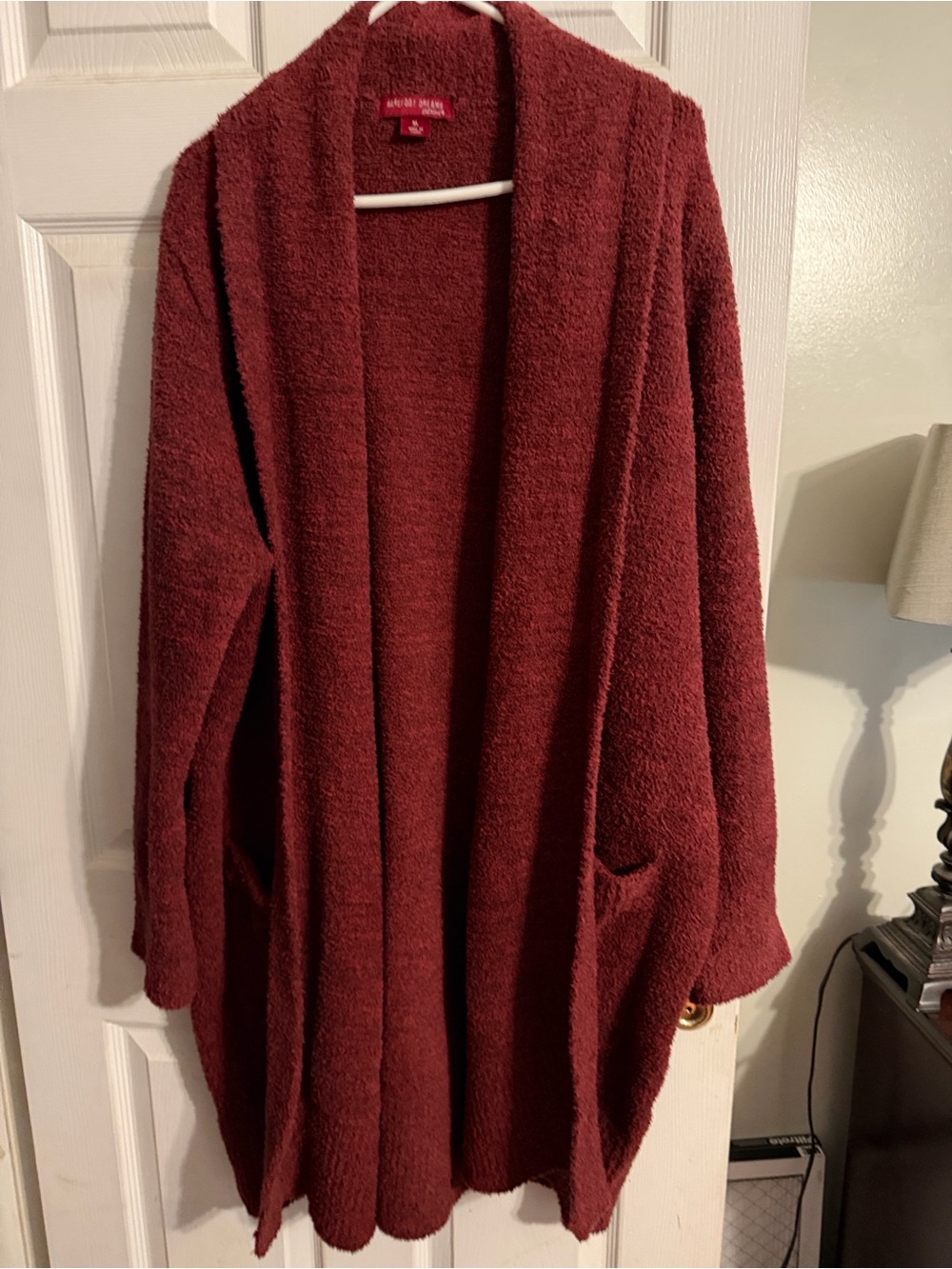 Barefoot Dreams CozyChic Cali Open Front Cardigan Maroon XL